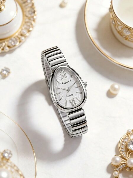 Shein - 1pc Unique Elegant Prominent Snake Head Dial Women's Watch - Silver