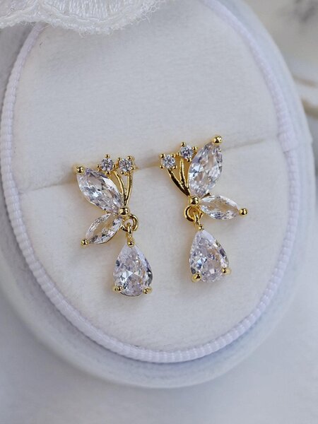 Shein - 2Pcs Rhinestone Decor Drop Earrings