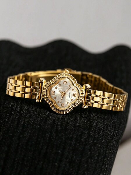 Shein - Vintage Women'S Quartz Watch, Exquisite Luxury Floral-Shaped Small Dial