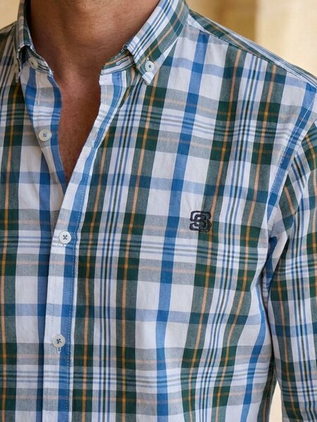 Green Check Button Down Casual Shirt (CSC-457)