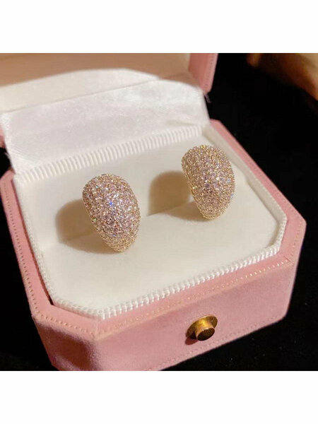 Shein - Cubic Zirconia Decor Stud Earrings