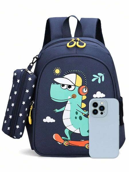 Shein - Cartoon Backpack With Small Pouch