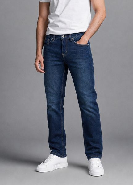 J.F Denim Mens RTW Solids Denim Pants ST-10 Navy - Casual Collection