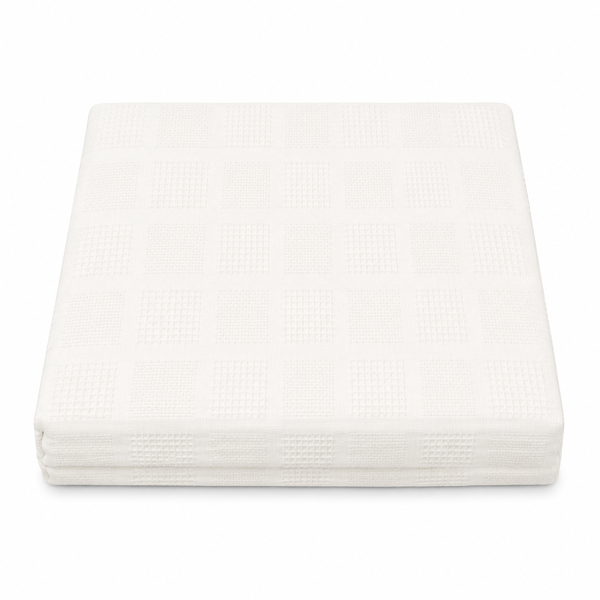 Ecru Textured Cotton Jacquard Bed Cover | Elegant Woven Neutral Bedding