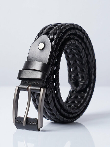 Black Braided Leather Belt (BELT-972)