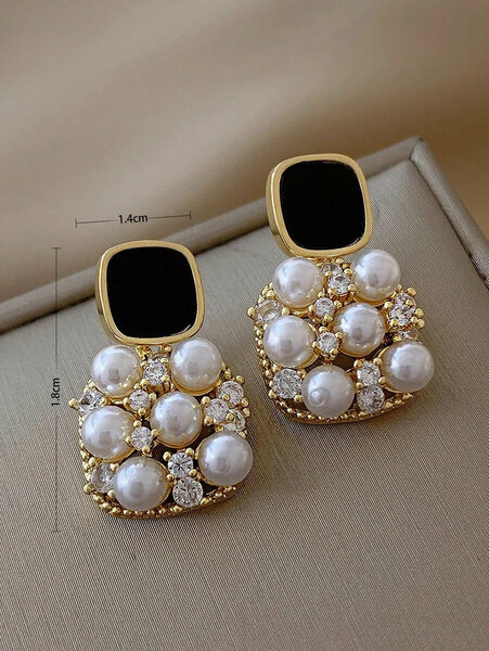 Shein - Faux Pearl Decor Drop Earrings