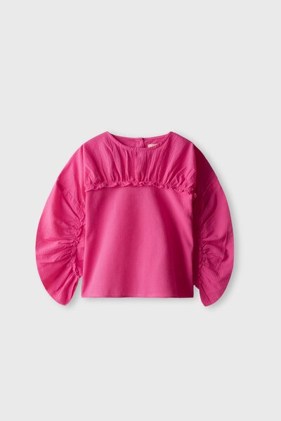 Pink Yoke Frill Cotton Top