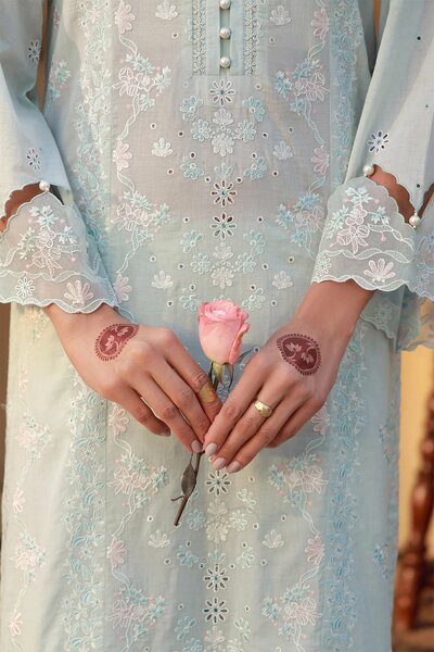 Sahar Unstitched Chikankari Lawn Mist Of Marrakech 3 Piece Suit CK-26-V2-03 - Summer Collection