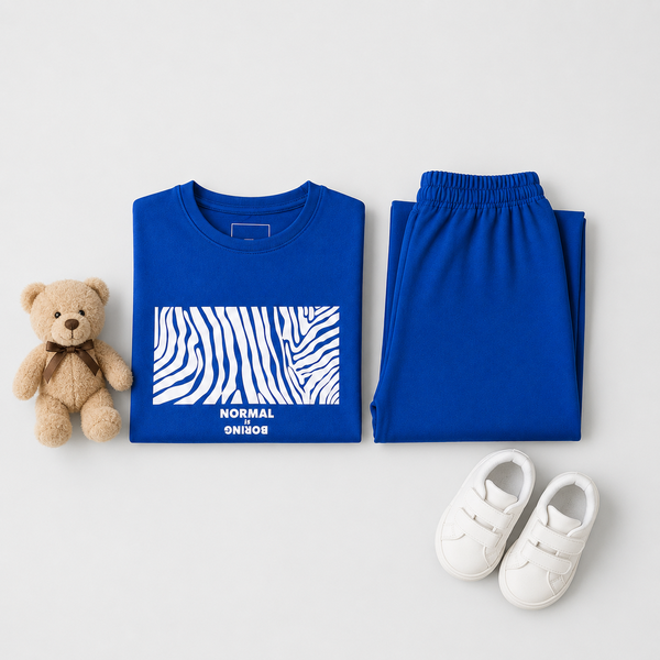 Bright Blue Graphic Jersey Co-ord Set