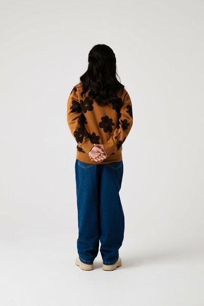 Girls Mocha Daisy Fleece Sweatshirt