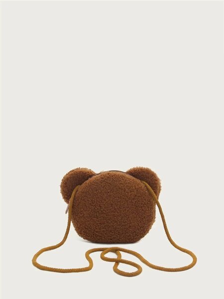 Shein - 1pc Coffee-Color Bear Crossbody Bag