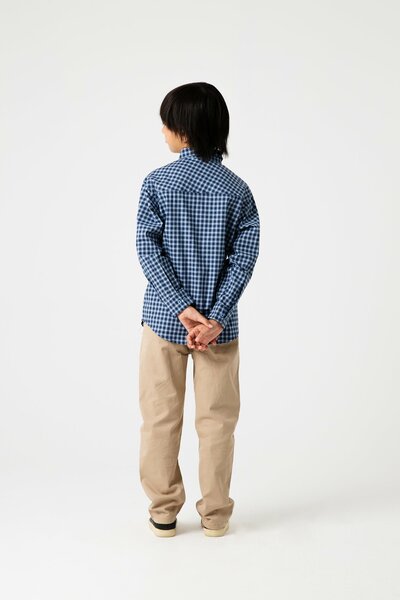 Boys Navy Check Cotton Casual Shirt