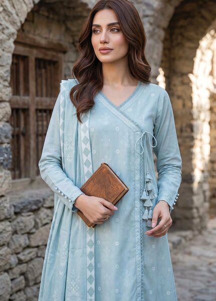 Lakhany Unstitched Printed Pashmina 3 Piece Suit LSM26UP LG-SG-0164-A - Casual Collection