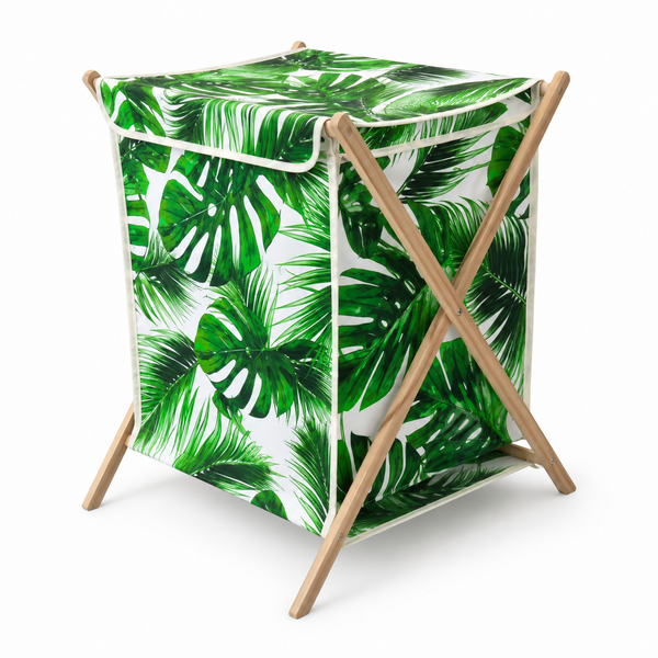 Bamboo Laundry Hamper – Foldable Clothes Basket with Fabric Liner & Lid
