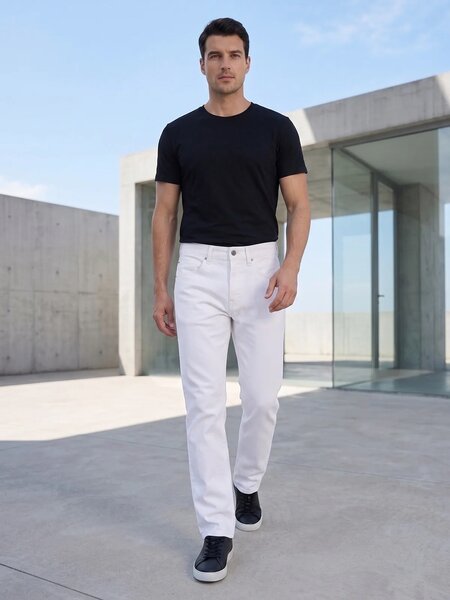 White Straight Fit Jeans 58