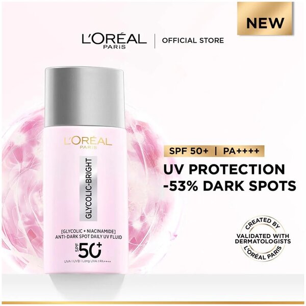 L'Oreal Glycolic Bright Anti Dark Spot Daily  Spf 50+ Uv Fluid 50Ml