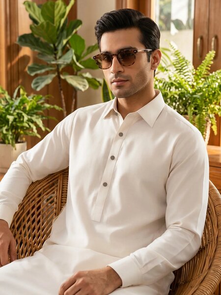 Off White Designer Shalwar Kameez (SK-736)