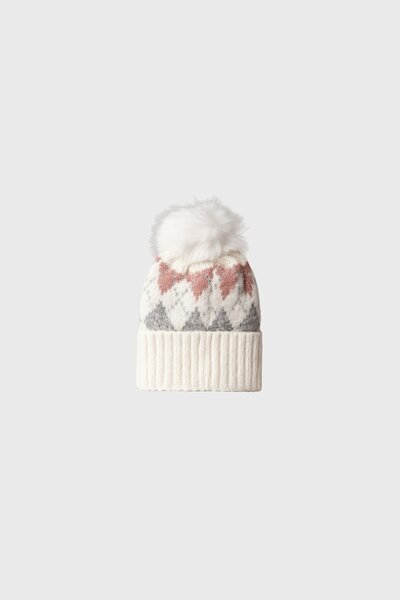 White Frosted Knit Girls Cap