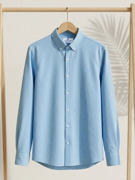 Cyan Self Button Down Casual Shirt (CSB-310)