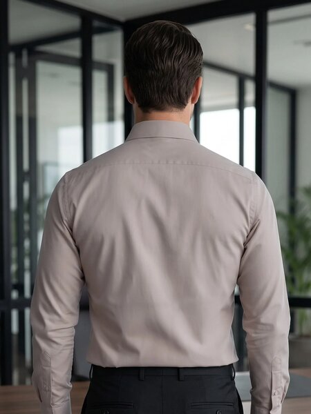 Beige Plain, Cutaway Collar, Poplin Formal Shirt (FS-3008)