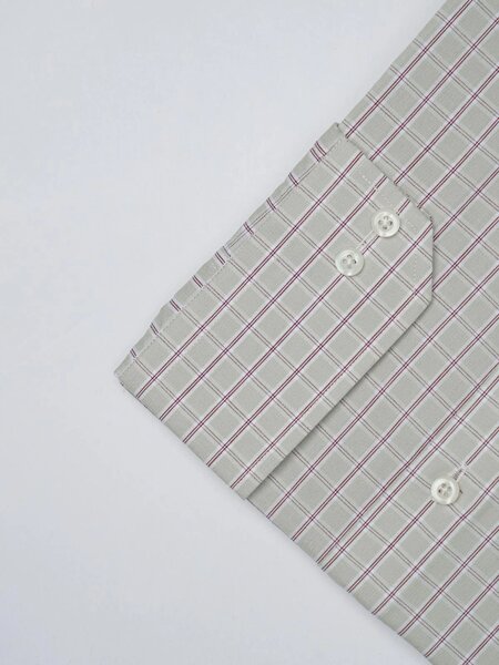 Beige & Maroon Checkered, Elite Edition, French Collar Men’s Formal Shirt (FS-924)