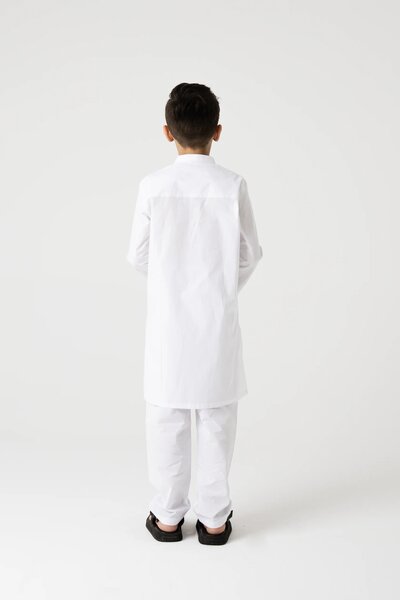 Boys Traditional White Embroidered Kurta Set