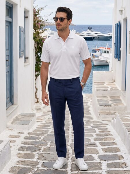 White Textured Popcorn Polo T-Shirt (POLO-1236)