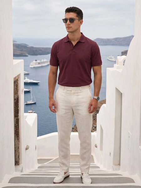 Maroon Textured Popcorn Polo T-Shirt (POLO-1239)