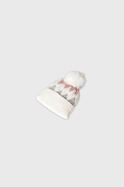 White Frosted Knit Girls Cap