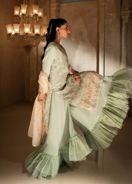 Salitex Roma Luxury Unstitched Embroidered Organza 3 Piece Suit SUNW6RO008UT - Festive Collection