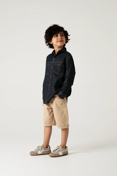 Boys Blue Denim Patch Pocket Shirt