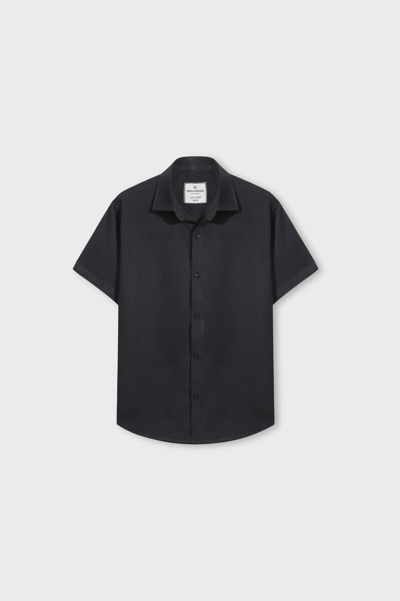 Boys Black Rocket Button Shirt