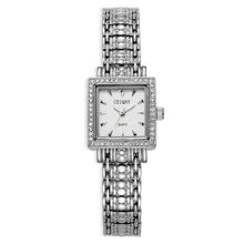 Shein - 1pc Women's Vintage Rhinestone Decor Luxury Elegant Water Resistant Fashion Simple Style Square Quartz Ladies Watch Silver