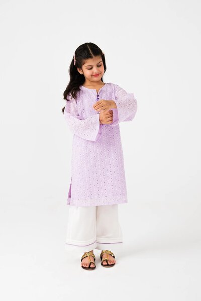 Girls Lilac Chikankari Kurta Shalwar