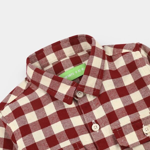 Infant Boys Flannel Shirt (Double Pkt Flap) - Red