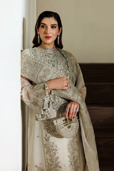 Alizeh Fashion Unstitched Embroidered Chiffon 3 Piece Suit AF26UCF AF-BHM-4074-Navya - Festive Collection
