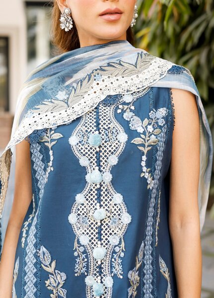 Saira Shakira Unstitched Embroidered Lawn 3 Piece Suit SSR26ULE SS-008B - Eid Collection