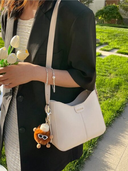 Shein - Large Capacity Women Shoulder Bag Bucket Bag Crossbody Bag With Elf Pendant Casual Bag