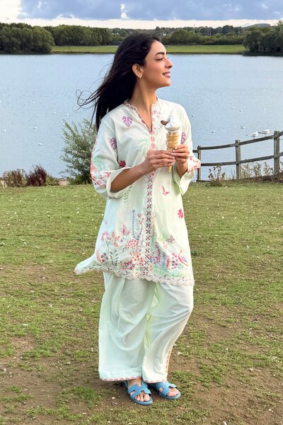 Stitched Embroidered Lawn Shirt+ Shalwar