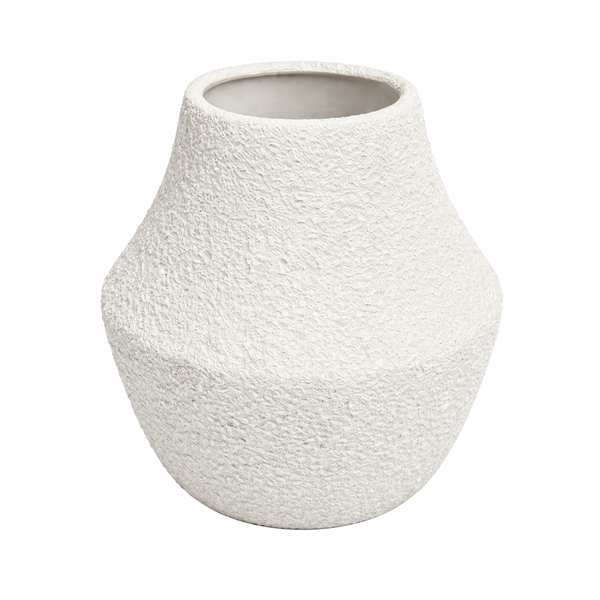 Large Textured White Coral Finish Decorative Vase – Statement Modern Sculptural Accent