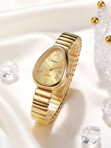 Shein - 1pc Unique Elegant Prominent Snake Head Dial Women's Watch -  Gold