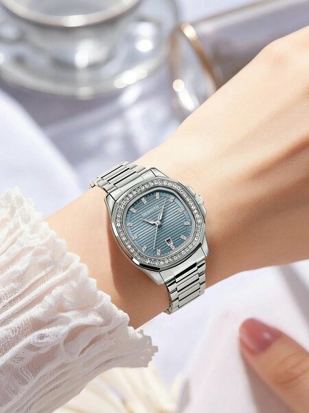 Shein - 1Pc Women'S Elegant Stainless Steel Strap Quartz Watch