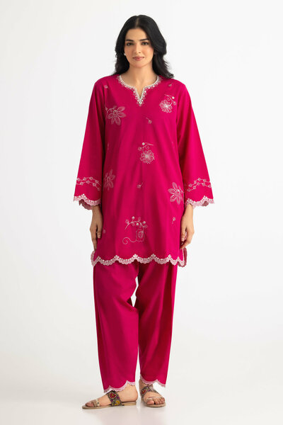 Cambric Embroidered Co-Ord Set