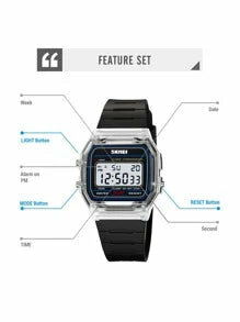 Shein - 1pc Classic Casual Waterproof Multifunctional Sports Watch, Men Women Teenagers'