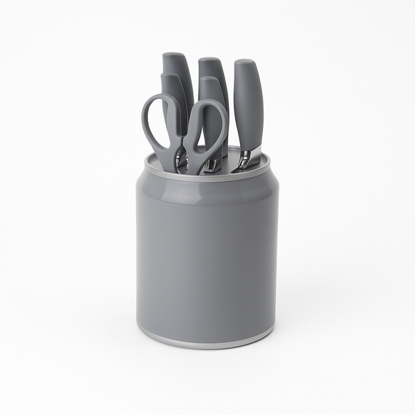 7 Pcs Stainless Steel Knife Set with Modern Block – Available in White, Grey & Black