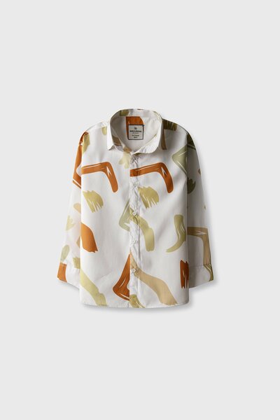 Boys Artisan Stroke White Cotton Shirt