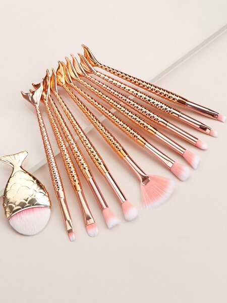 Shein - Makeup Brush Sets, 11pcs Cartoon Cute Fish Scale Multifunctional Multifunctional Makeup Brush Cosmetic Makeup Tool For Beginner, Makeup Brush/Cosmetic Brush Black Friday