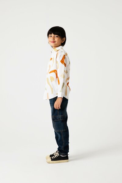 Boys Artisan Stroke White Cotton Shirt