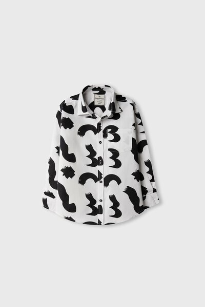 Boys Monochrome Printed Cotton Shirt