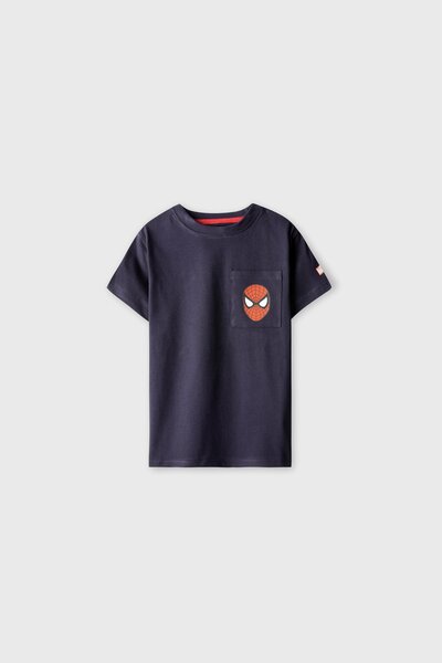 Boys Navy Spider Pocket Tee